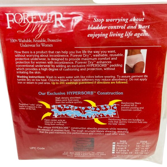 Vintage Forever Dry Incontinence Leak Protective Underwear Womens Small Reusable - Picture 2 of 5